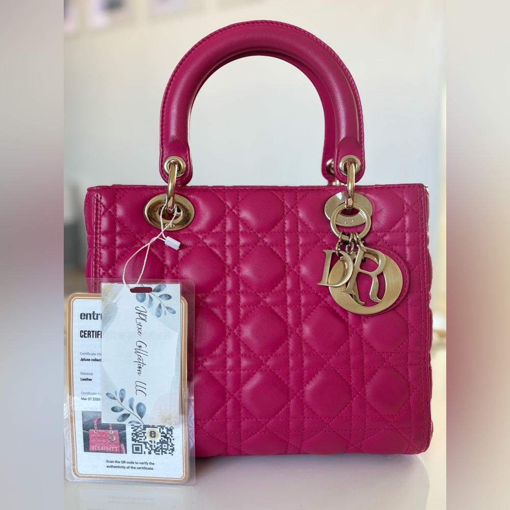 Christian Dior Lady Dior 2 Way Lambskin Cannage Medium